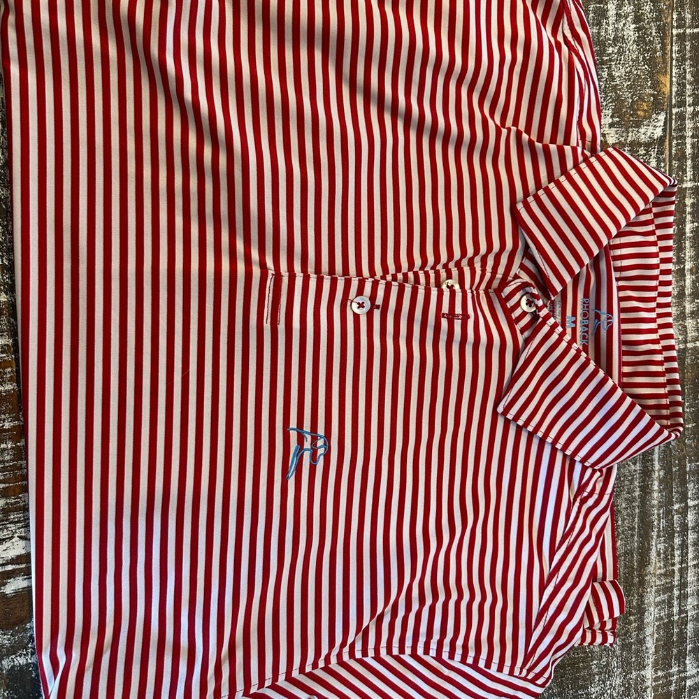 Rhoback Red and White Striped Polo